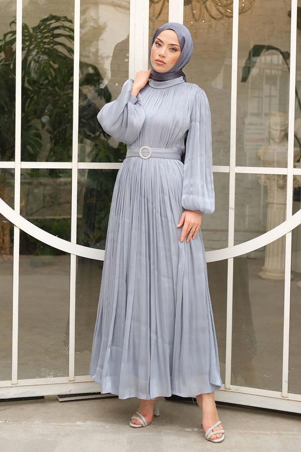 Gold Deren Evening Dress Gray