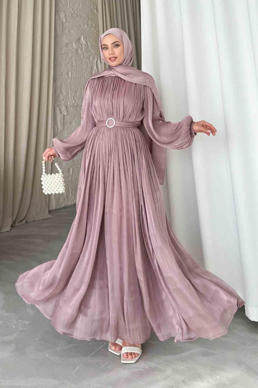 Gold Deren Evening Dress Dusty Rose