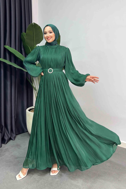 Gold Deren Evening Dress Emerald