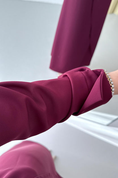 Gold Tokalı Elbise Bordo