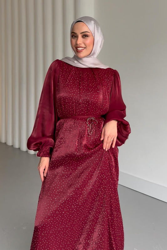 Gold Deren Evening Dress Dusty Rose