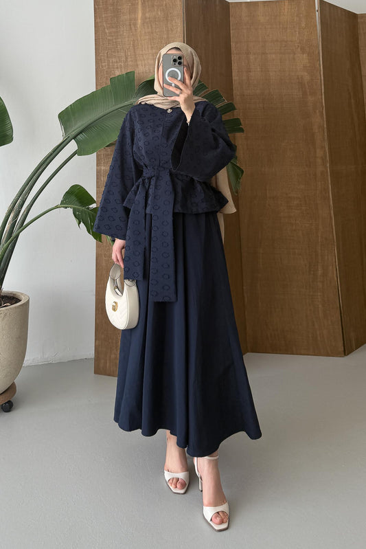 Halka Desen Takım Lacivert