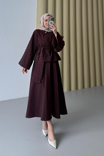 Halka Desen Takım Bordo