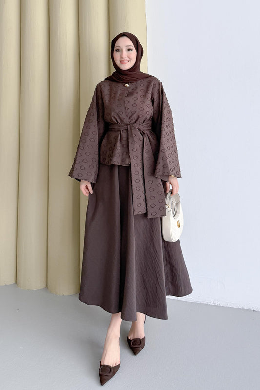 Halka Desen Takım Kahverengi