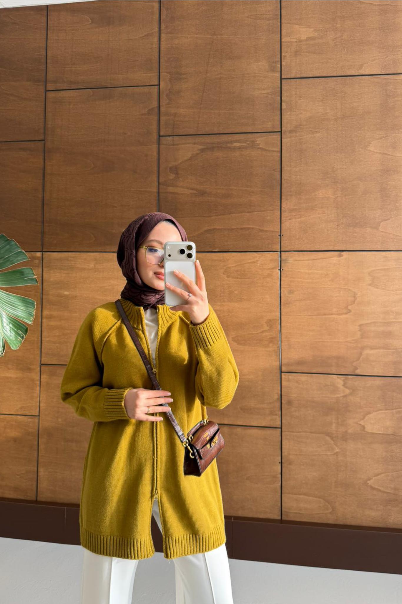 Oversize Fermuarlı Hırka Yağ Yeşili