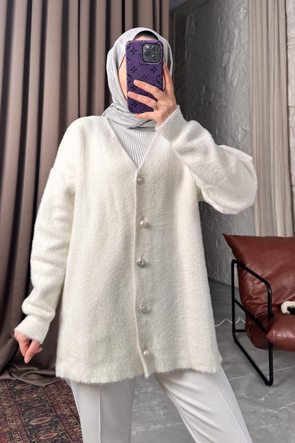 Angora Knitwear Set White