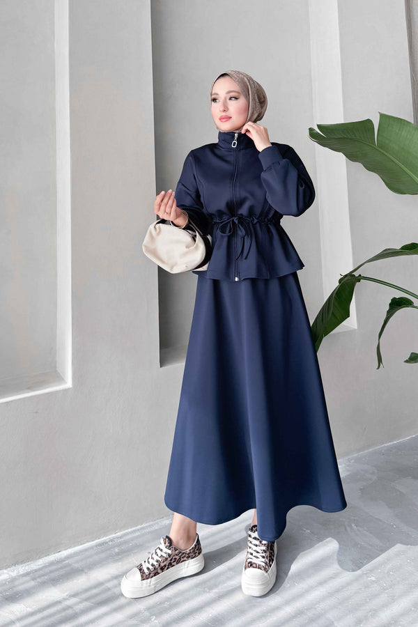 Afra Asymmetric Suit Indigo