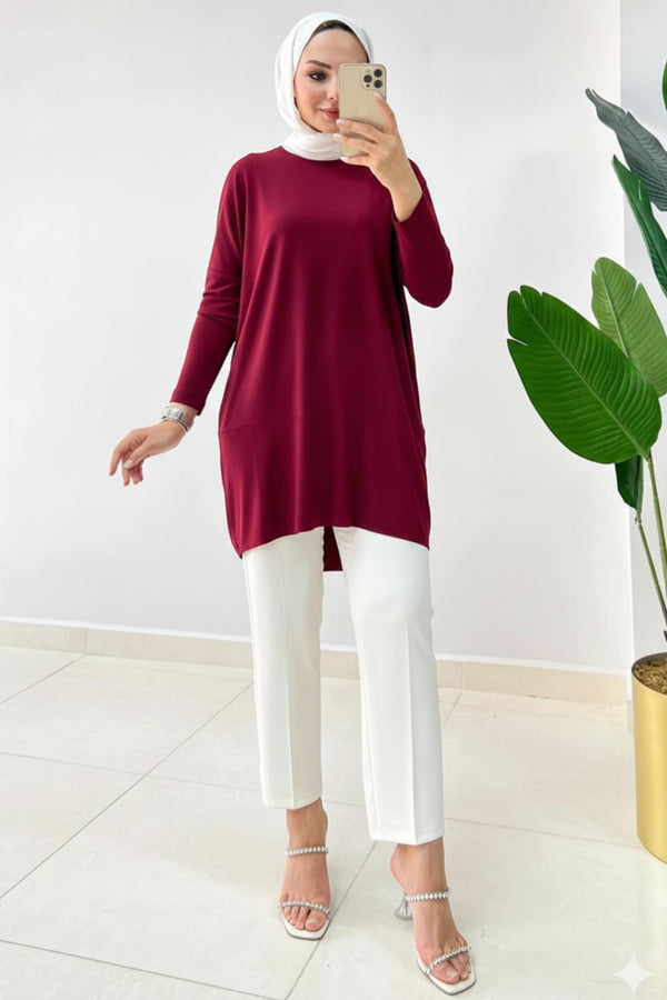 İpek Makas Tunik Bordo