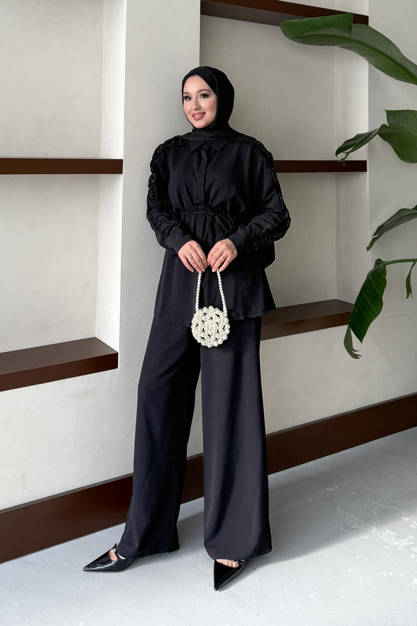 Ajda Pleated Skirt Set Petrol