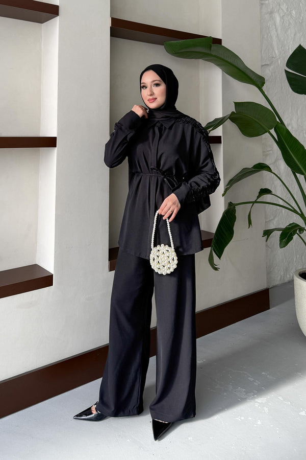 Ajda Pleated Skirt Set Petrol