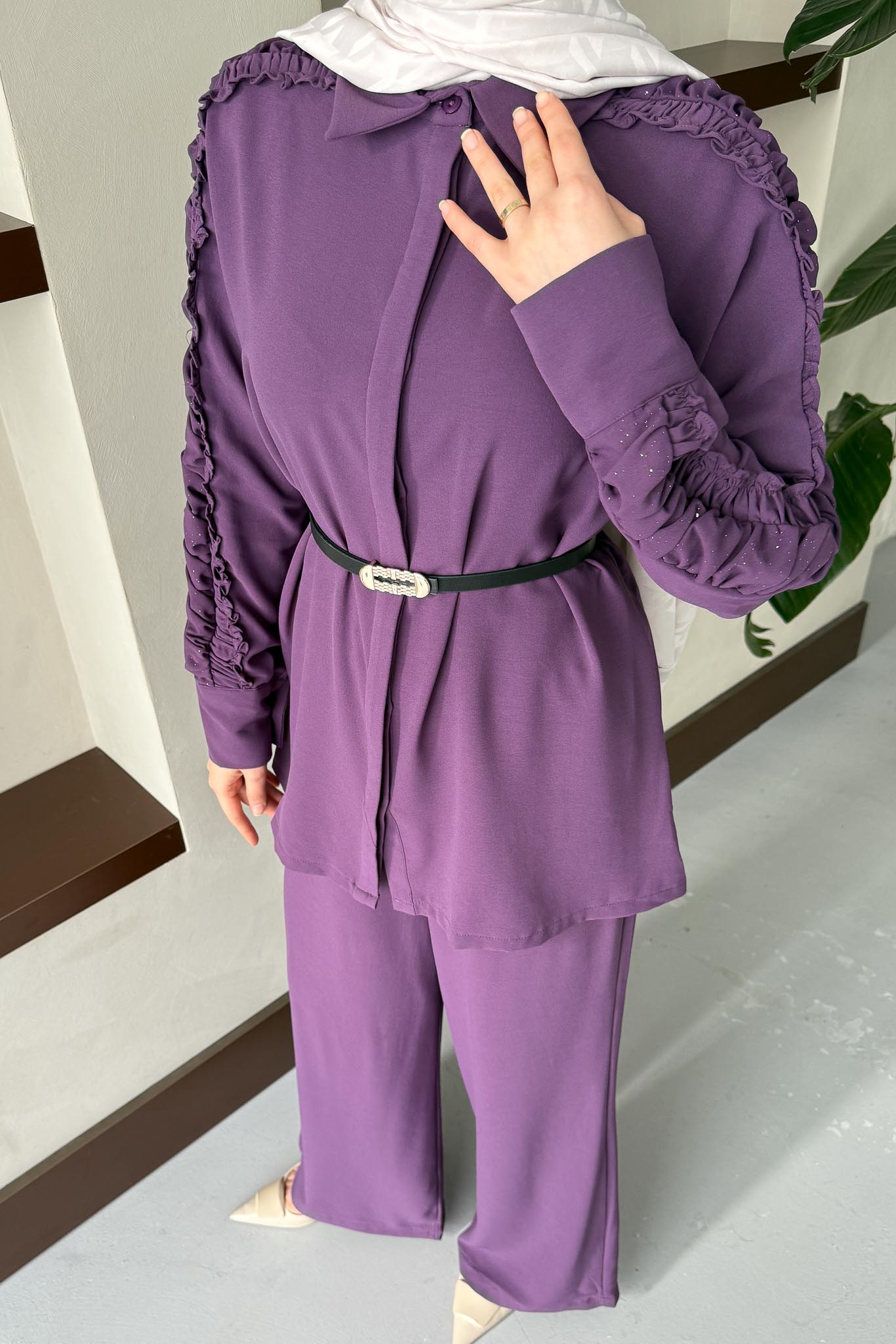 Ajda Pleated Skirt Set Petrol