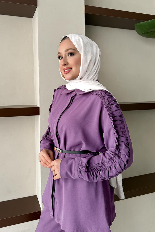 Ajda Pleated Skirt Set Petrol