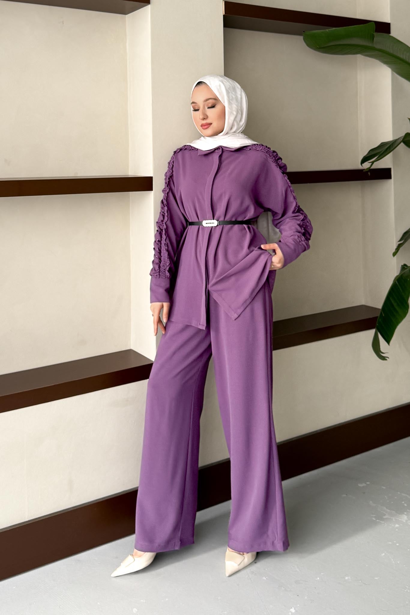 Ajda Pleated Skirt Set Petrol