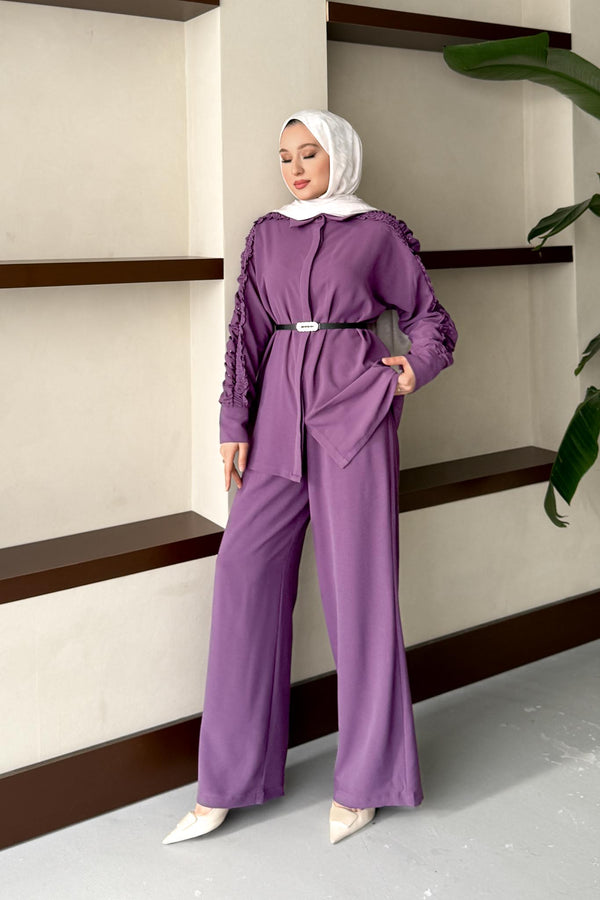 Ajda Pleated Skirt Set Petrol