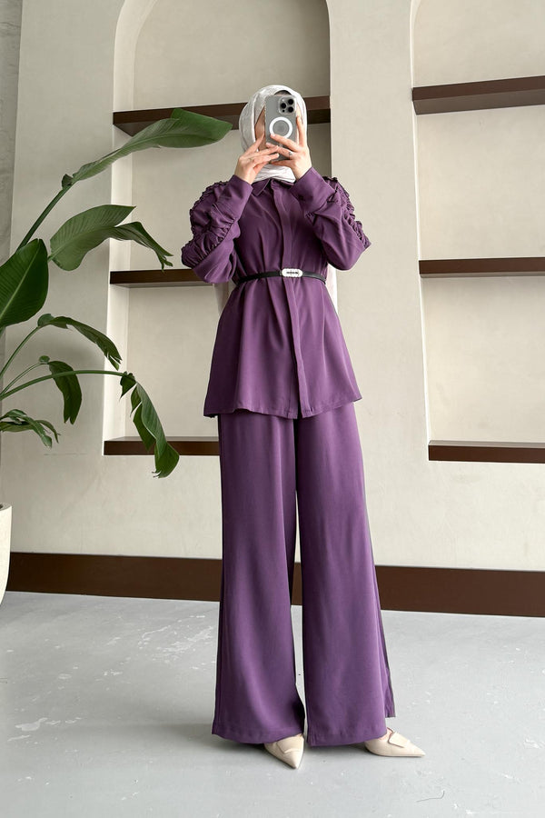 Ajda Pleated Skirt Set Petrol