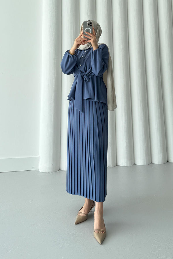 Ajda Pleated Skirt Set Petrol
