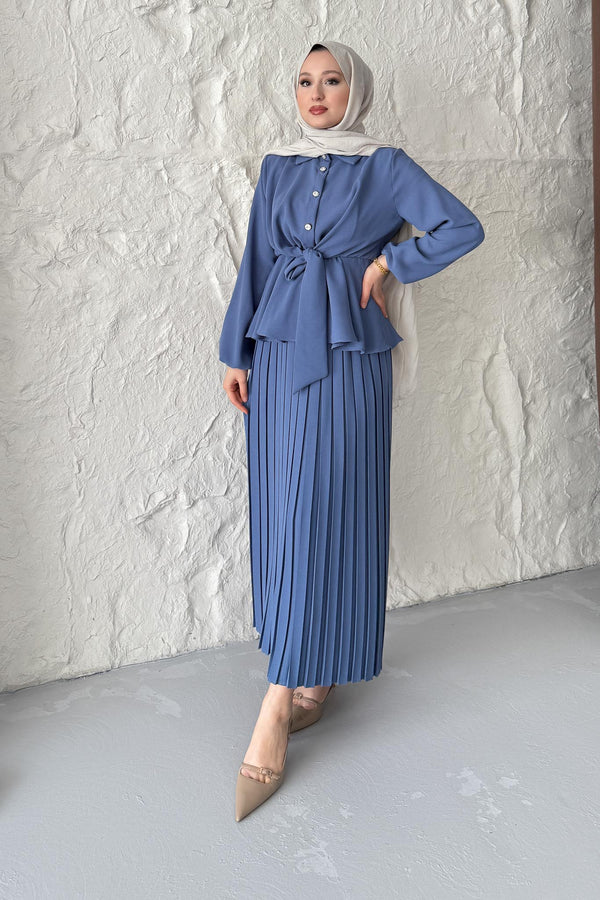 Ajda Pleated Skirt Set Petrol