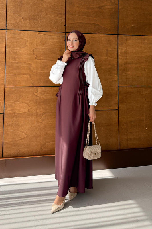 Suit Jile Elbise Bordo