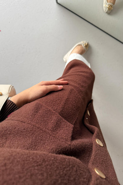 Tuana Angora Dokulu Hırka Kahverengi