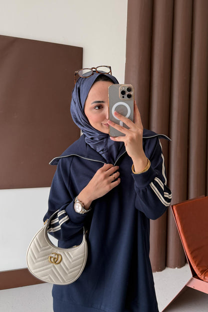 Kolu Şeritli Takım Lacivert