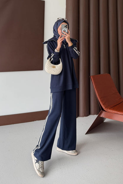 Kolu Şeritli Takım Lacivert