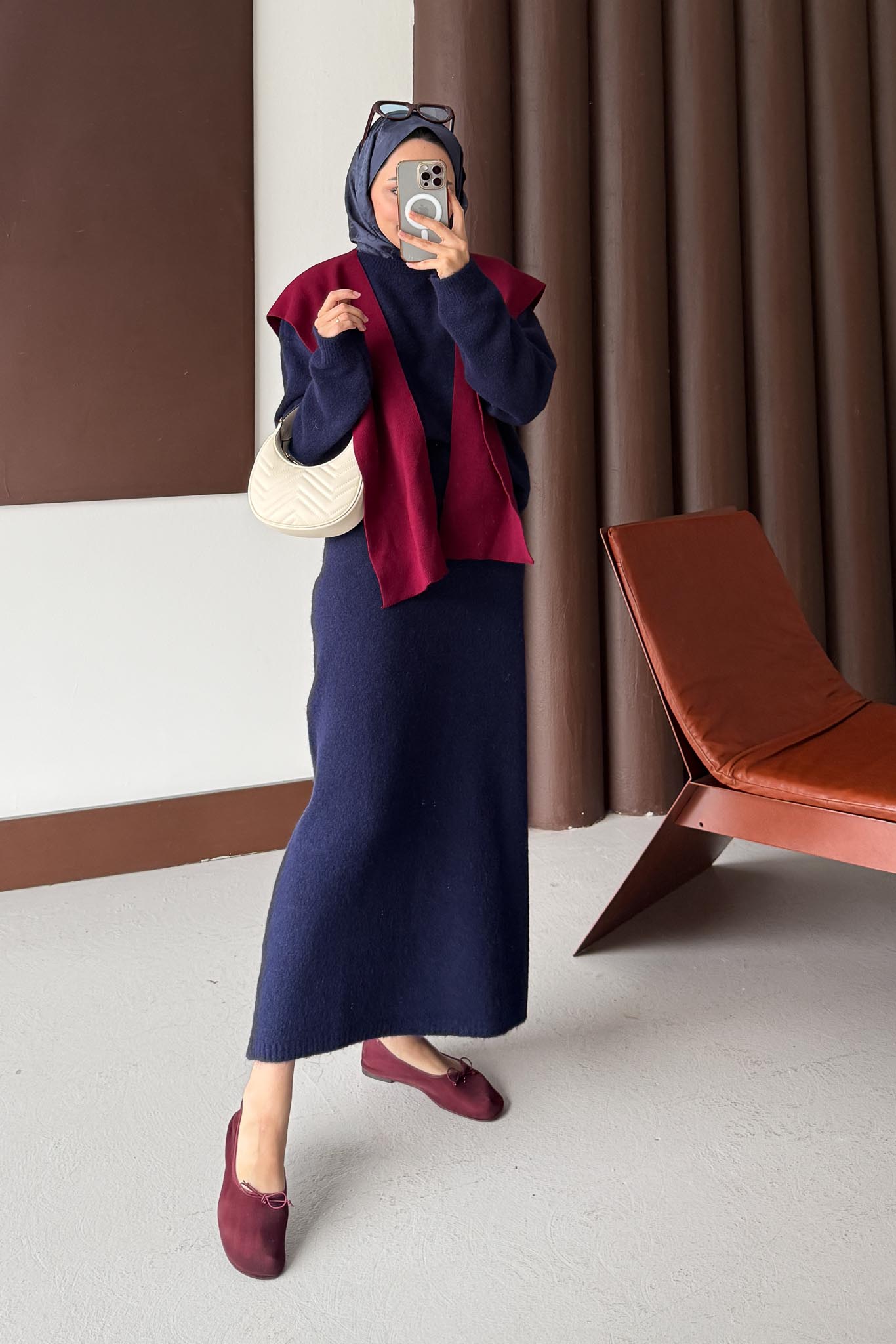 Diaz Angora Dokulu Etek Takım Lacivert