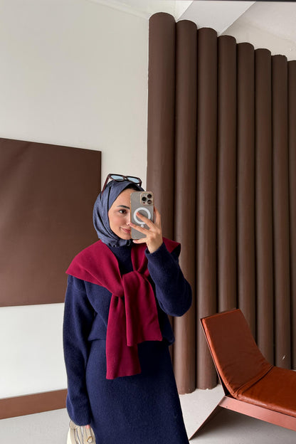 Diaz Angora Dokulu Etek Takım Lacivert