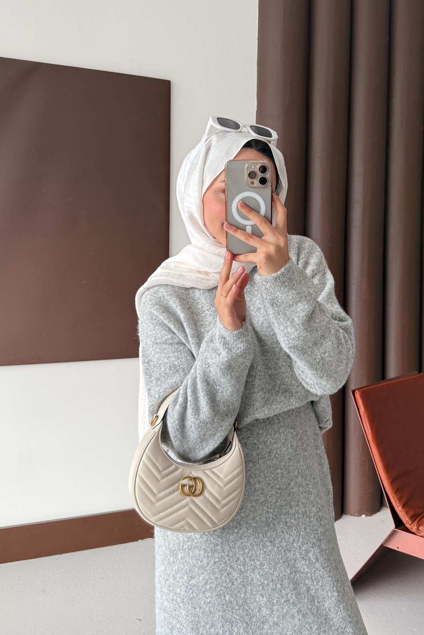 Diaz Angora Dokulu Etek Takım Gri