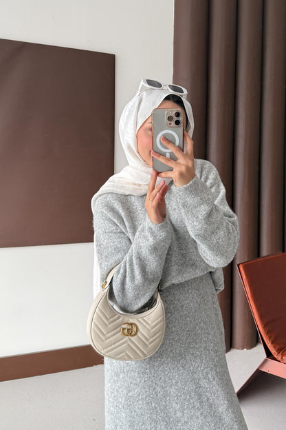 Diaz Angora Dokulu Etek Takım Gri