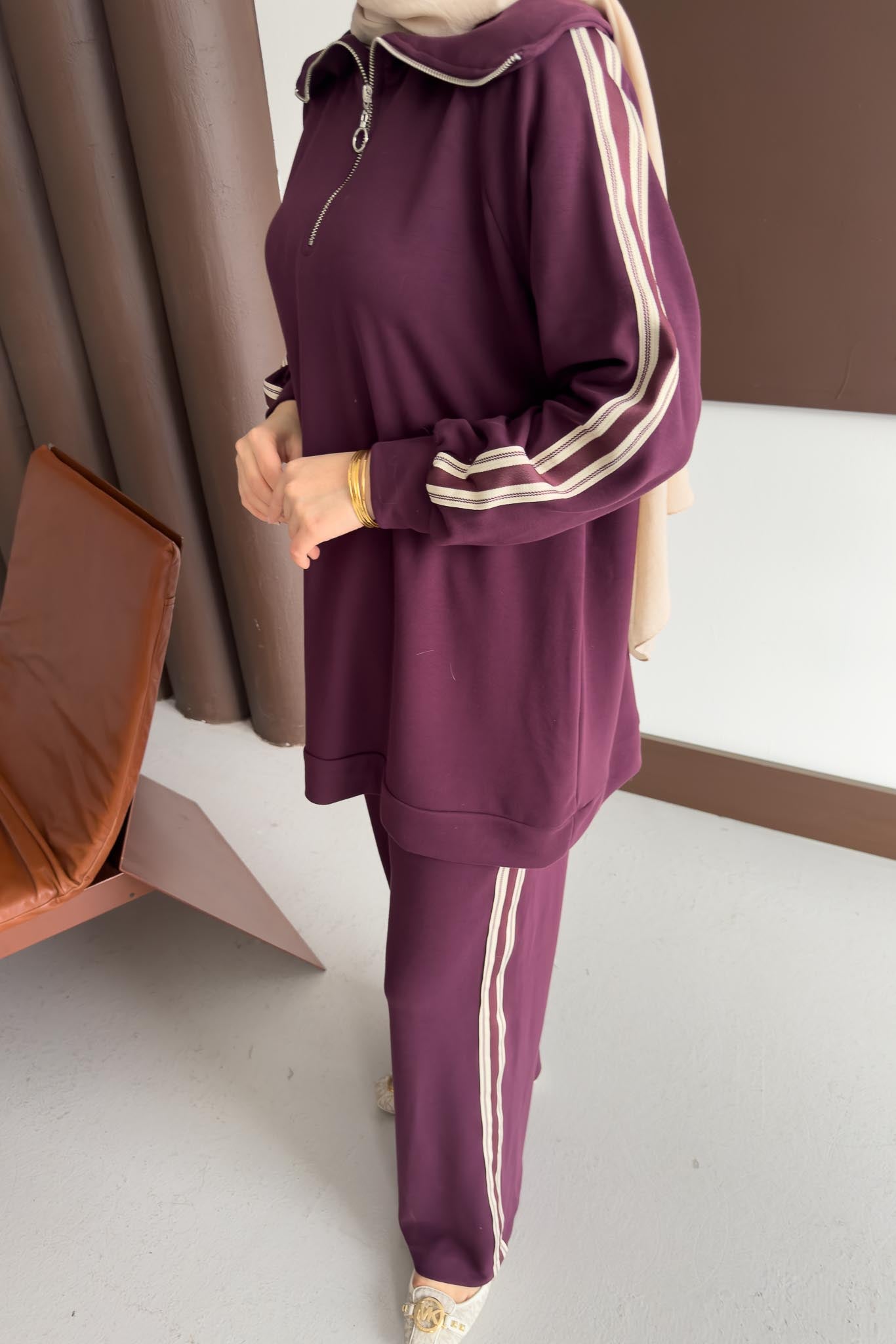 Kolu Şeritli Takım Mor