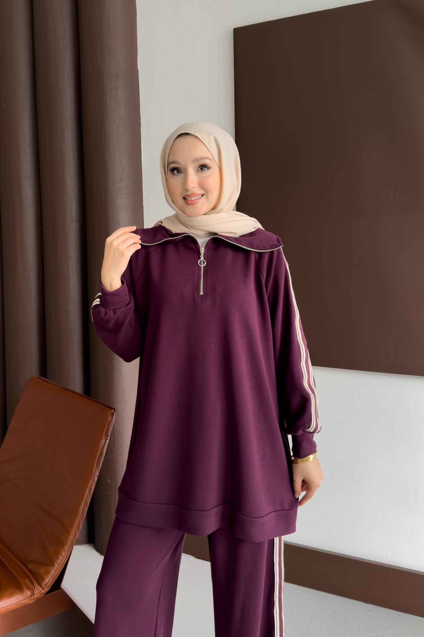 Kolu Şeritli Takım Mor