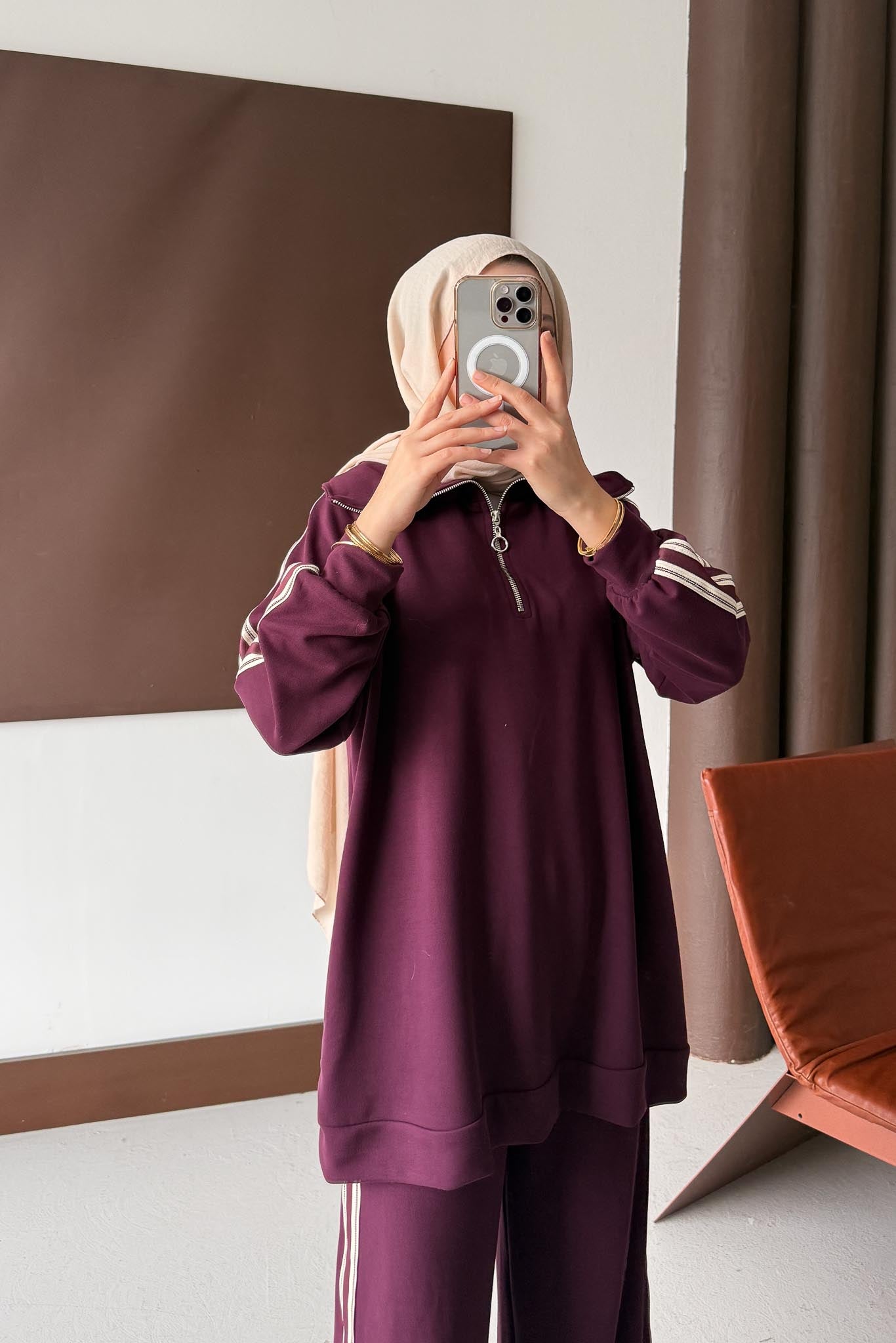 Kolu Şeritli Takım Mor