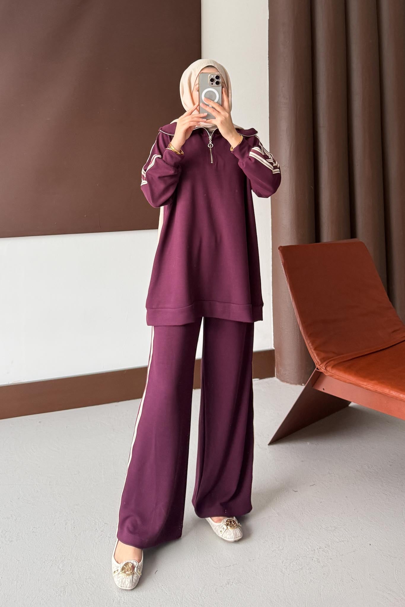 Kolu Şeritli Takım Mor