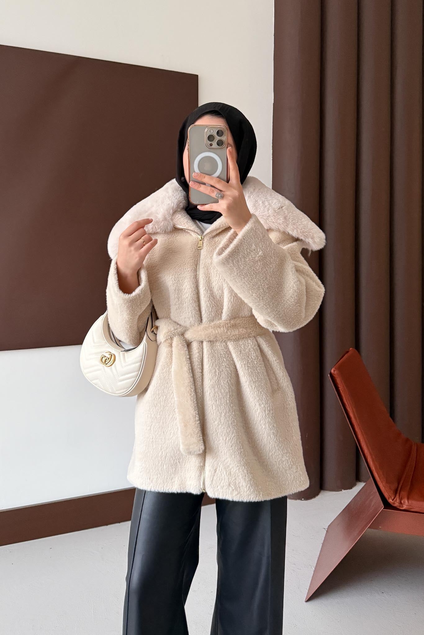 Masta Kürklü Angora Mont Bej