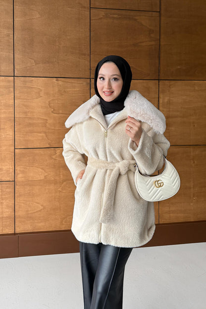 Masta Kürklü Angora Mont Bej