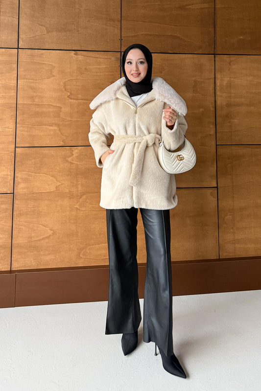 Masta Kürklü Angora Mont Bej