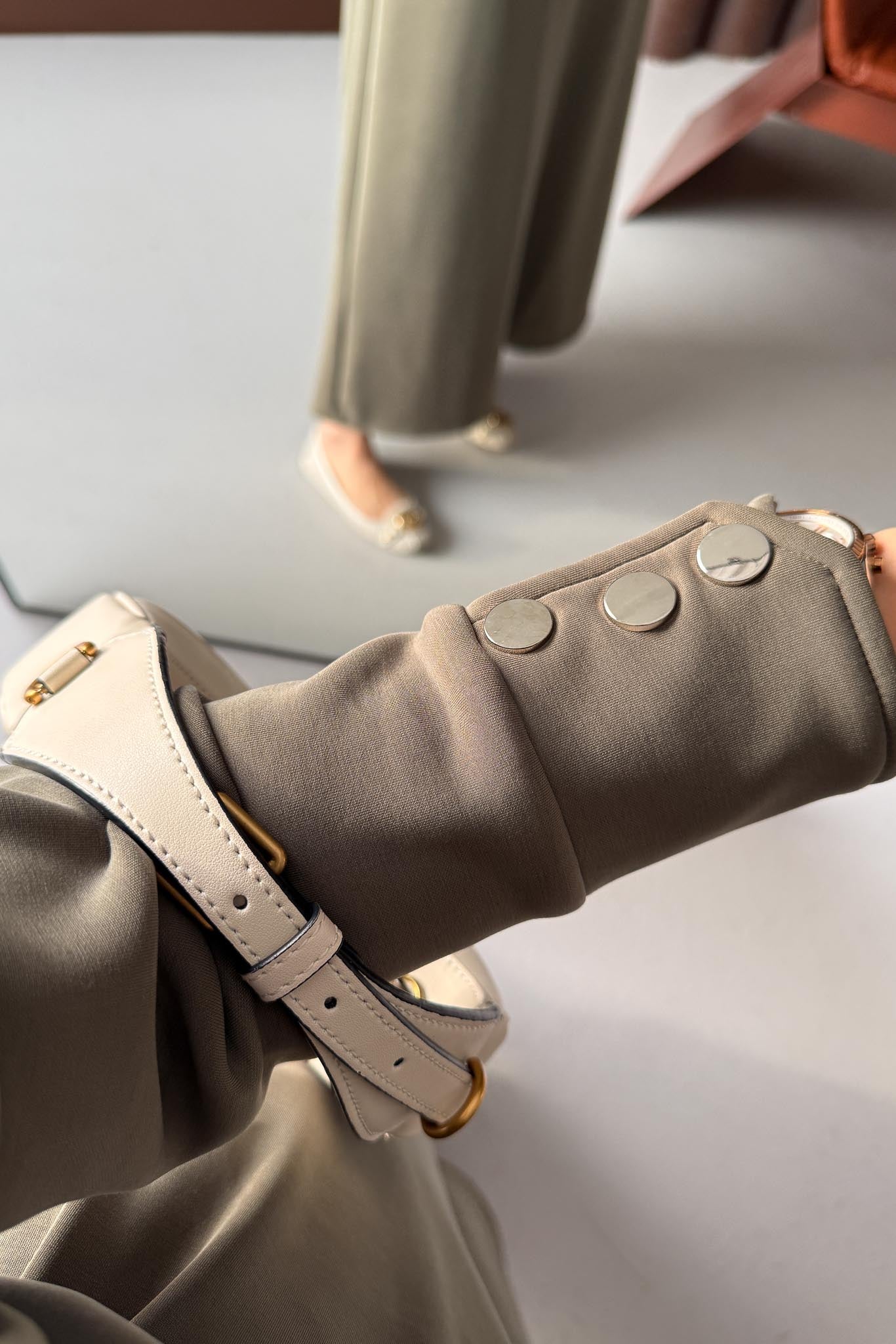 Berna Düğmeli Elbise Haki