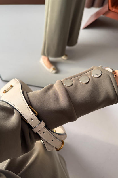 Berna Düğmeli Elbise Haki