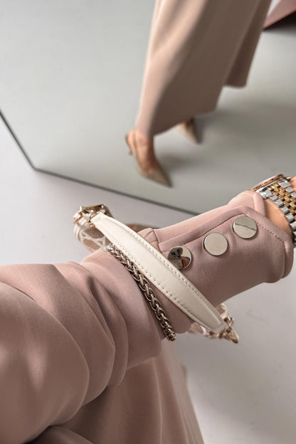 Berna Düğmeli Elbise Vizon