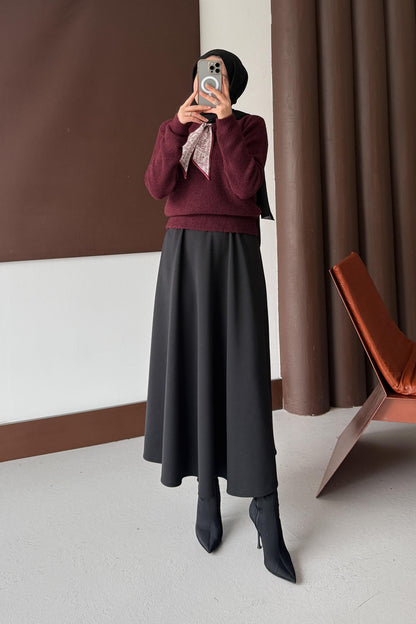 Espana Şallı Triko Tunik Bordo