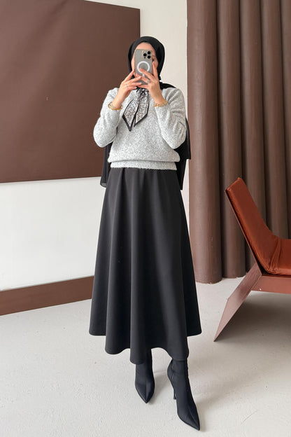 Espana Şallı Triko Tunik Gri