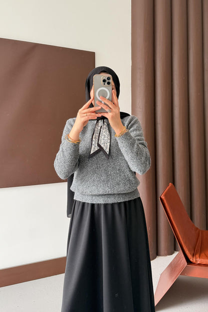 Espana Şallı Triko Tunik Antrasit