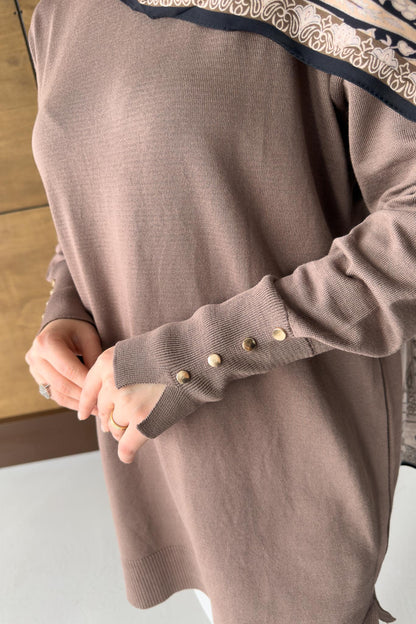 Lens Merserize Tunik Kahverengi