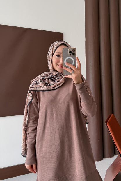 Lens Merserize Tunik Kahverengi