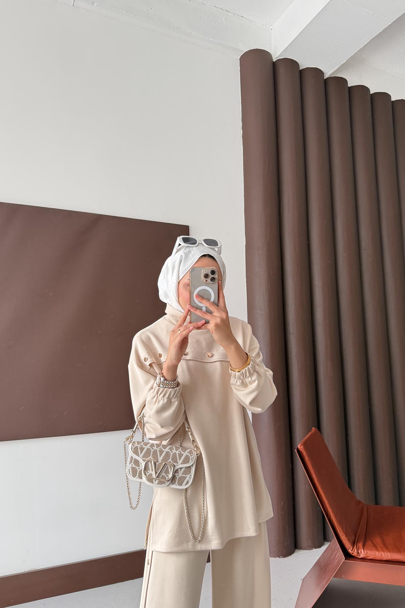 Nyla Düğmeli Takım Bej