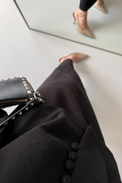 Nelle Düğmeli Elbise Siyah