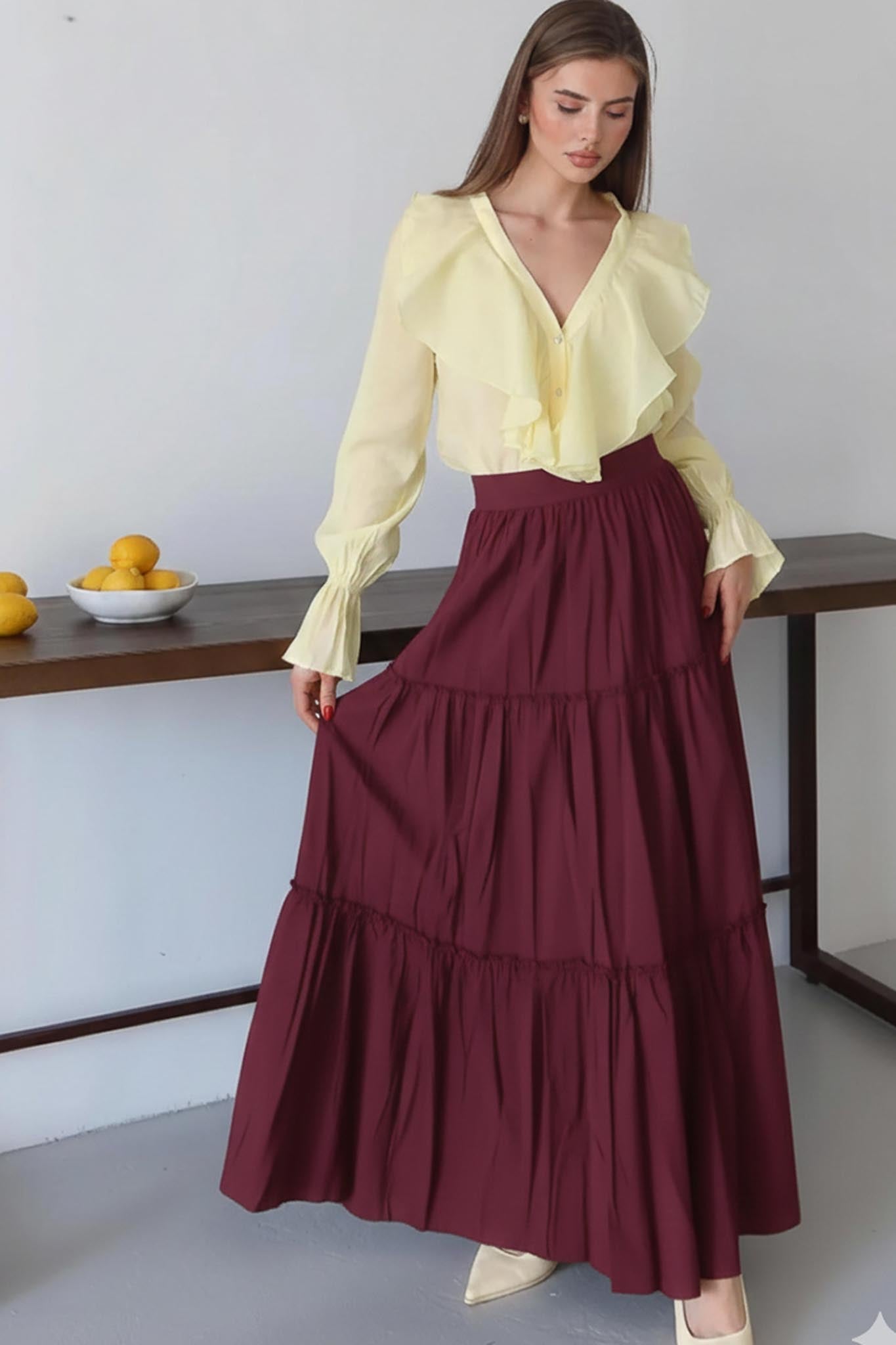 Tied Linen Skirt Beige