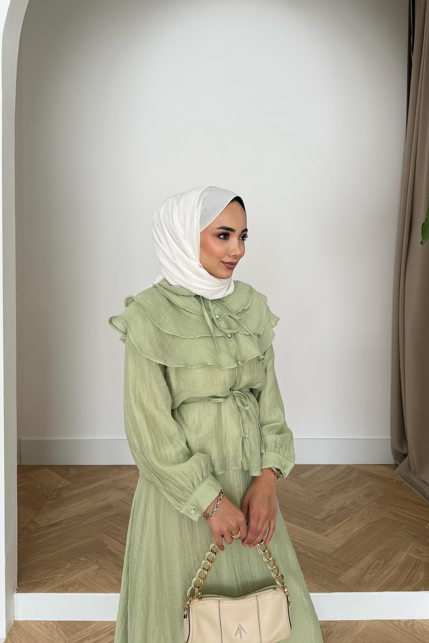 Seyran Pleated Dress Beige