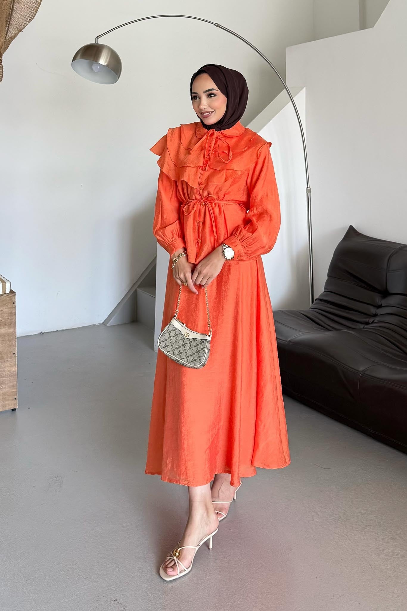 Katlı Yakalı Takım Oranj