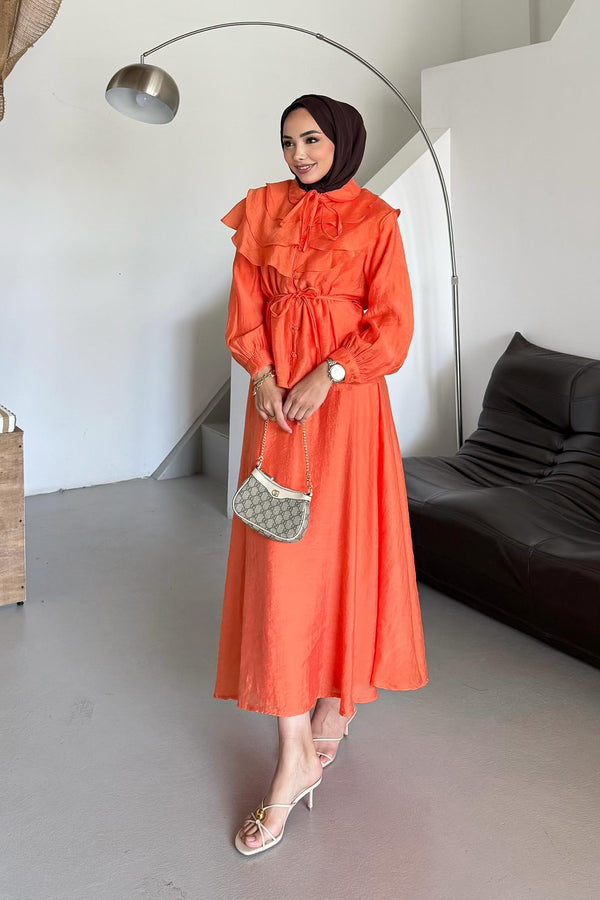 Katlı Yakalı Takım Oranj